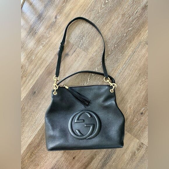 Gucci Disco Soho Convertible Hobo Black Leather Bag - Picture 2 of 7